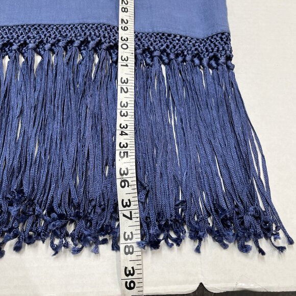 Chicos Skirt Womens 0 S Blue Ombre Linen Maxi Fringe Beachy Boho Hippie Festival - Picture 4 of 8